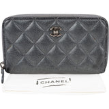 Chanel Quilted Metallic Lambskin Zip Around Wallet