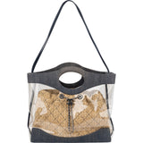 Chanel 31 Transparent PVC Denim Raffia Tote Shopper Shoulder Bag
