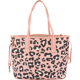 MCM Visetos Monogram Leopard Print Reversible Liz Shopper Shoulder Bag