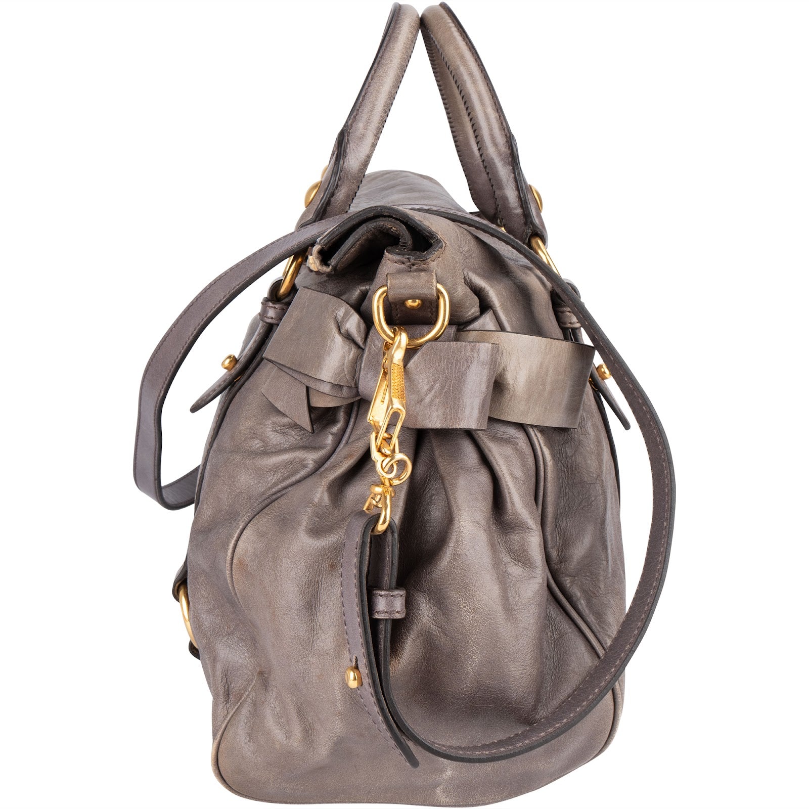 Miu Miu Vitello Lux Leather City Handbag - vintageandkickz