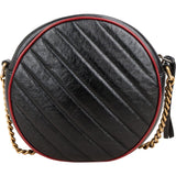 Gucci Quilted Leather Bicolor GG Marmont Round Crossbody Bag