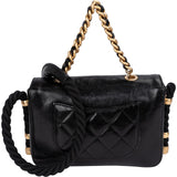 Chanel Aged Calfskin Vintage Rope Strap Single Flap Shoulder Bag