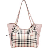 Burberry Haymarket Check Leather Canter Tote Shoulder Bag
