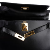 Hermès Noir Box Calf Kelly Sellier 28 Handbag