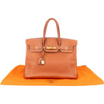 Hermès Brun Fjord Leather Birkin 35 Handbag xx leder - vintageandkickz