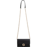 Gucci Black Leather Interlocking GG Wallet On Chain Crossbody Bag