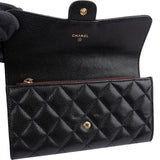 Chanel Quilted Caviar Leather Classic CC Flap Wallet