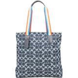 Coach Monogram Signature Denim Tote Rainbow Handle Shoulder Bag