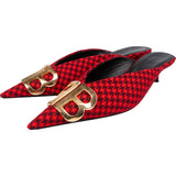 Balenciaga Iconic Checkered Cotton BB Knife Houndstooth Kitten Heels (36)