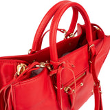 Balenciaga Red Leather Small City Tote Handbag