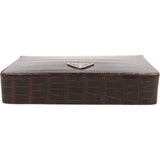 Prada Brown Exotic Croc Leather Top Handle Mini Handbag