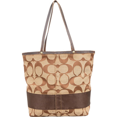 Coach Monogram Signature Stripe Tote Shoulder Bag