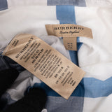 Burberry Blue Check Monogram Cotton Longsleeve Blouse Dress (IT46)