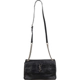 Saint Laurent Croc-Embossed Leather Niki Chain Crossbody Bag