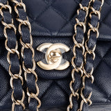 Chanel Quilted Caviar Leather Medium Gold Double Flap Shoulder Bag