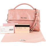Miu Miu Pink Vitello Lux Leather Top Handle Mini Crossbody Handbag