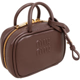Miu Miu Brown Leather Top Handle Micro Handbag
