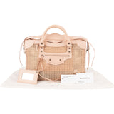 Balenciaga Stitched Checked Monogram Mesh Pink Leather City Handbag