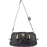 Prada Black Soft Calfskin Buckle Satchel Handbag