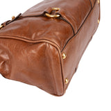Miu Miu Brown Vitello Shine Leather Drawsting Satchel Handbag