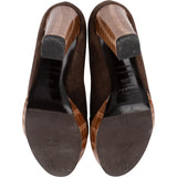 Hermès Exotic Alligator Suede H Strap Platform Sandals Shoes (35,5)