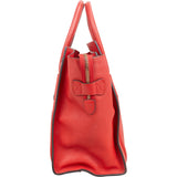 Céline Red Drummed Calfskin Luggage Handbag