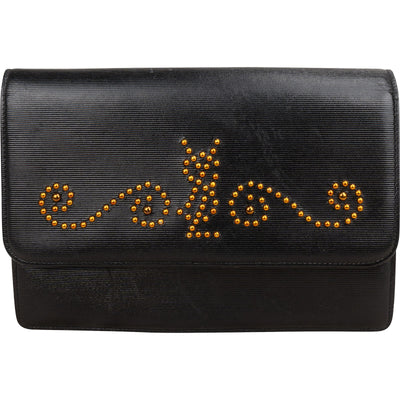 Yves Saint Laurent Vintage Studded Emblem Clutch Bag