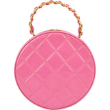 Chanel Iconic Quilted Patent Leather Round Vanity Handbag
