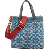 Coach Monogram Signature Denim Tote 22 Crossbody Handbag