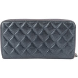 Chanel Quilted Caviar Leather Zip Around Wallet
