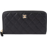 Chanel Quilted Caviar Leather CC Classic Long Zipped Wallet