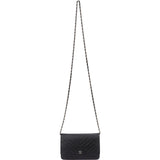 Chanel Caviar Chevron Palladium Wallet On Chain Crossbody Bag
