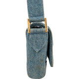 Chanel Iconic Quilted Denim 24K Gold Single Flap Runaway Shoulder Bag