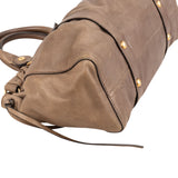 Miu Miu Taupe Vitello Leather Gathered Tote Drawstring Satchel Handbag
