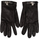 Hermès Black Leather Kelly Women Gloves