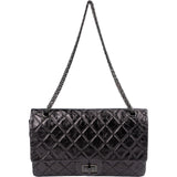 Chanel Aged Qulited Calfskin 2.55 Reissue So Black Jumbo Double Flap Crossbody Bag