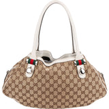 Gucci Monogram GG Canvas Web Stripe Tote Shoulder Bag
