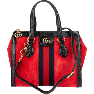 Gucci Patent Leather Suede Ophidia Small Handbag