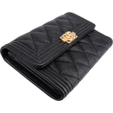 Chanel Quilted Caviar Leather Small Boy Wallet