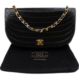 Chanel Quilted Lambskin Half Moon 24K Gold Single Flap Shoulder Bag