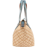 Gucci Monogram GG Canvas Blue Web Stripe Shopper Shoulder Bag