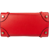 Celine Red Drummed Calfskin Leather Luggage Handbag