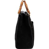 Gucci Suede Bamboo Handle Tote Handbag