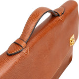 Celine Grained Leather Double Ring Clasp Briefcase Crossbody Handbag