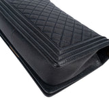 Chanel Quilted Navy Caviar Leather Large Boy Single Flap Crossbody Bag