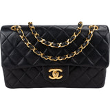Chanel Quilted Lambskin 24K Gold Small Double Flap Shoulder Bag