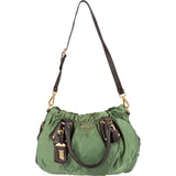 Prada Green Tessuto Gaufre Ricamo Satchel Handbag