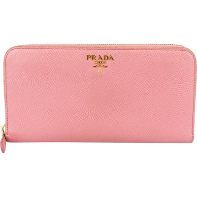 Prada Saffiano Leather Zip Around Wallet