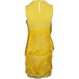 Christian Dior Yellow Embroidered Flowers Silk Layered Top Dress (DE34 /FR36)