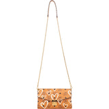 MCM Monogram Patricia Visetos Studded Heart Wallet On Chain Crossbody Bag